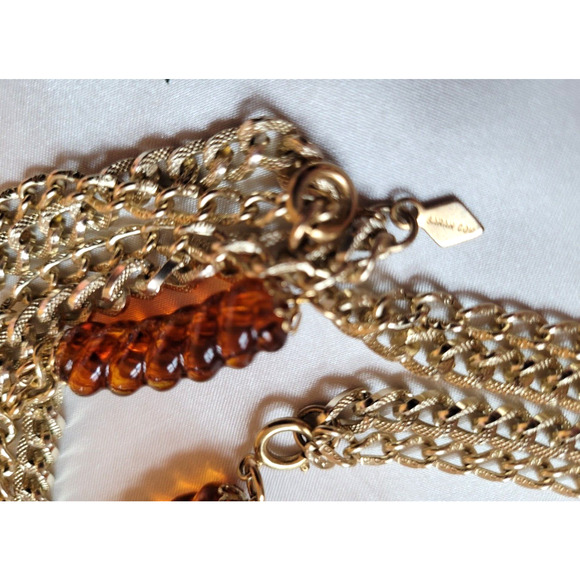 Vtg Sarah Coventry Fashion Melody 1975 Root Beer Lucite Necklace 2 Pc Lot - Picture 4 of 4